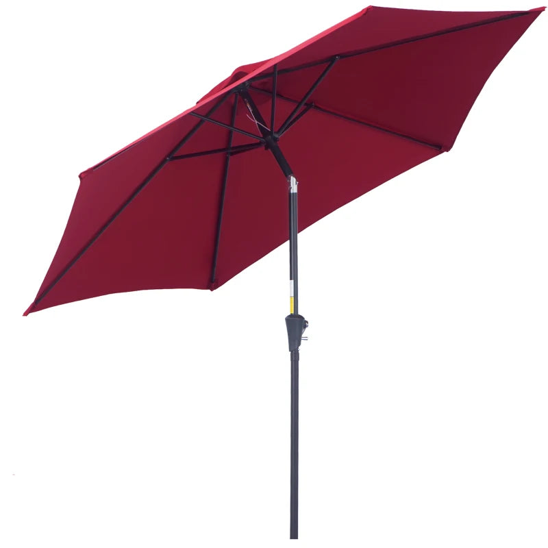 Red 2.6M Tilt Crank Garden Parasol Umbrella