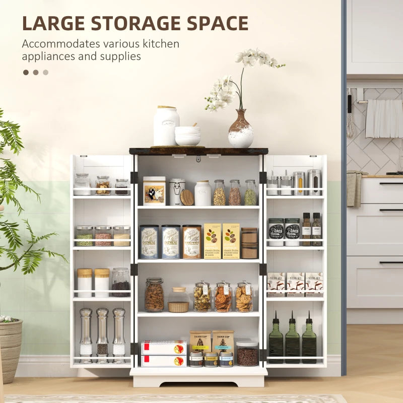 Multi-Storage Farmhouse Style White Cabinet - Rustic Storage Solution for Home, Kitchen, or Living Room