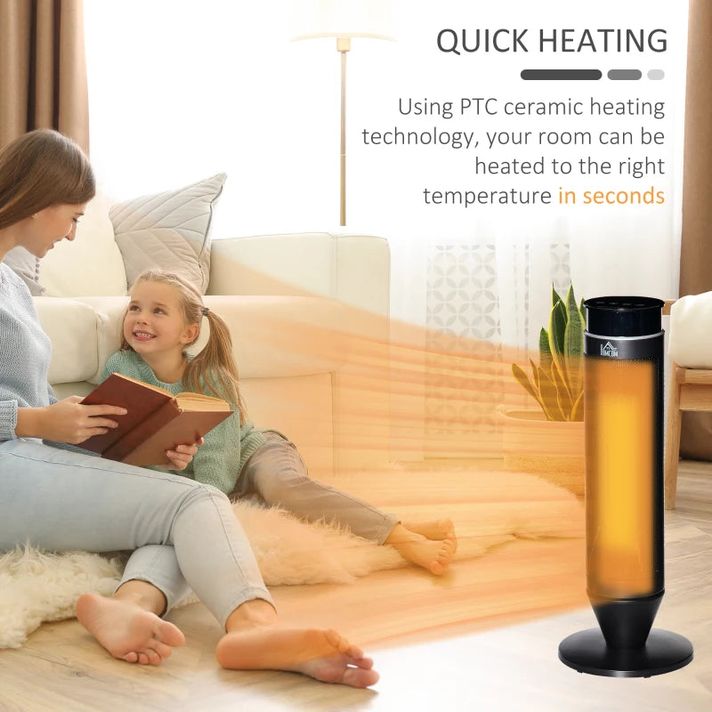 Portable 21 Inch Ceramic Electric Space Heater with 1000W 2000W Power and Timer