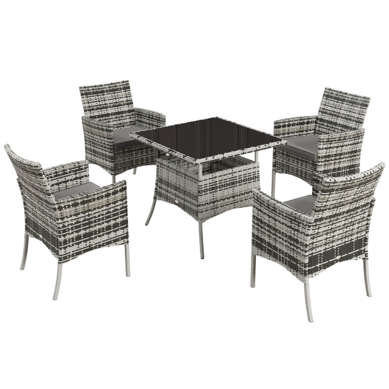 5-Piece Rattan Dining Set in Brown