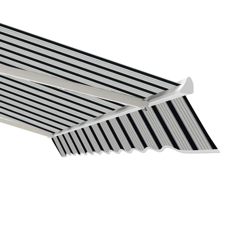 Blue and White Striped Retractable Awning Canopy (Manual)