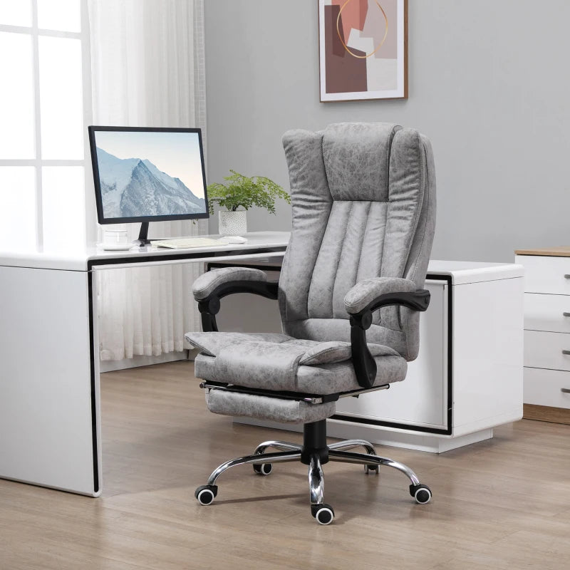 Vinsetto 6-Point Vibrating Massage Office Chair with Heat - Breathable Faux Leather, High Back, Adjustable Height, Grey