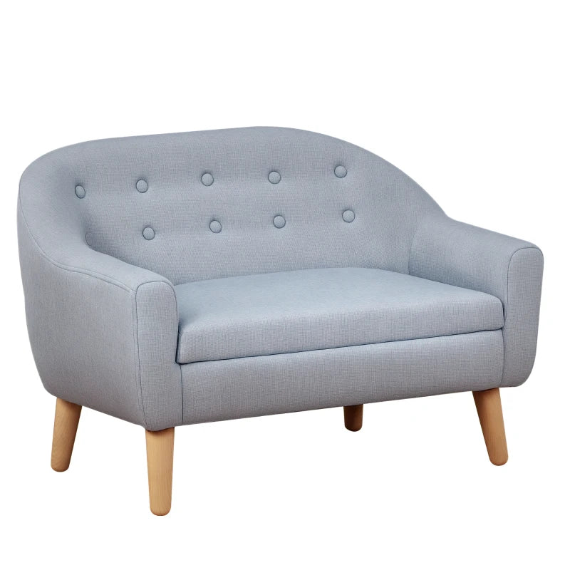 Kids Armchair Toddler Chair 2 Seater Mini Sofa Wood Frame for Bedroom Playroom Grey