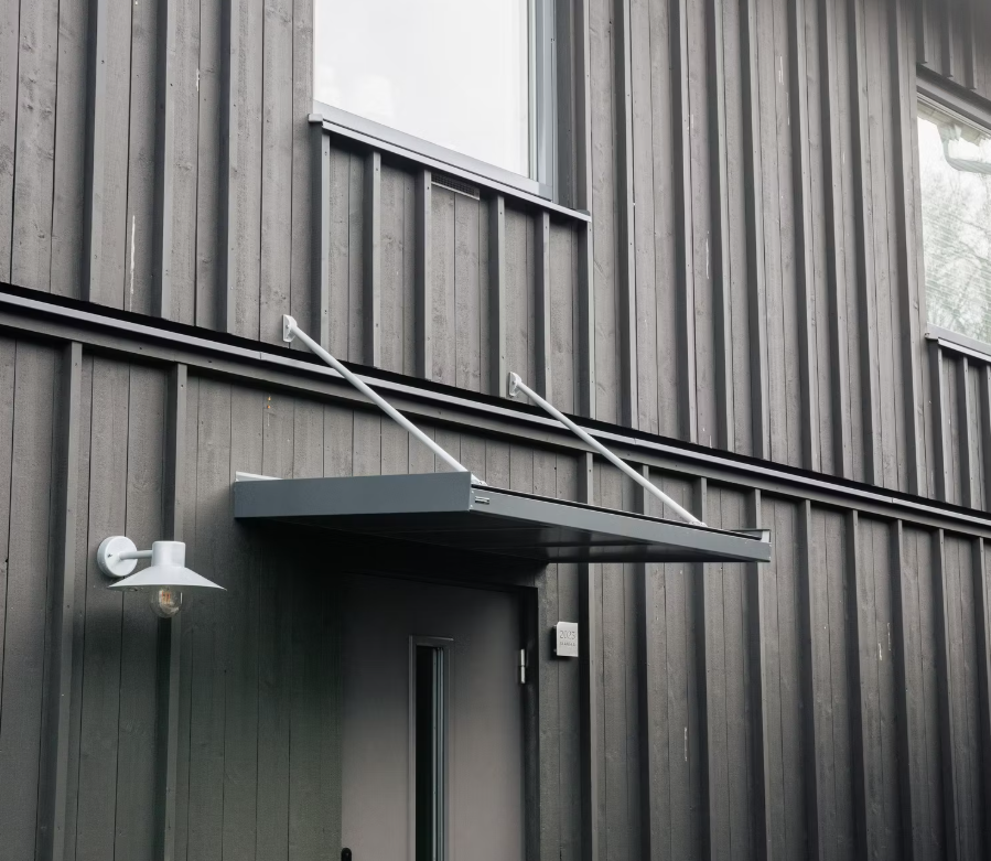 Aurelius LuxeSteel FLAT LED Entrance Canopy with Dual Soffit Arms