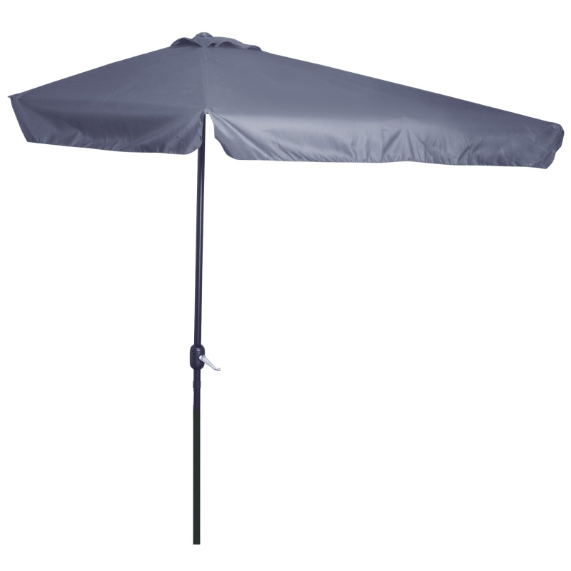 Grey 2.3m Half Round Patio Umbrella with Crank Handle - No Base