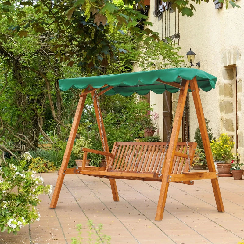 Green 3-Seater Pinewood Swing Chair