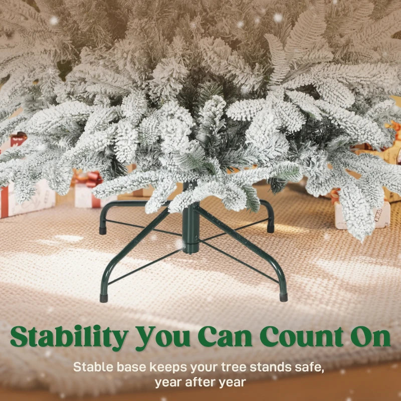 6ft Flocked Artificial Christmas Tree - 1182 Branches, Hinged Design, Easy Assembly, Foldable Metal Stand for Home & Office Decor