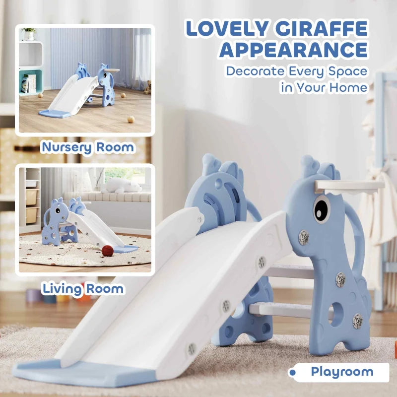 Giraffe Shape 3 in 1 Kids Slide Climber with Basketball Hoop for Indoor Play Age 1-3