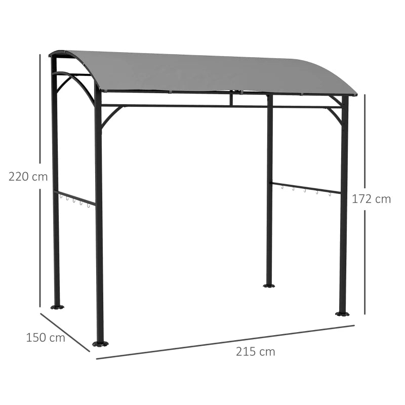 Grey Metal Frame BBQ Gazebo - 2.2 x 1.5m