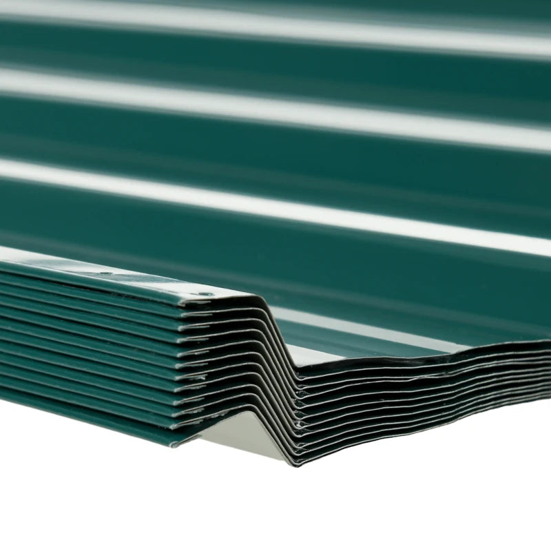 Green Galvanised Metal Roofing Sheets - Pack of 12 (129 x 45cm)