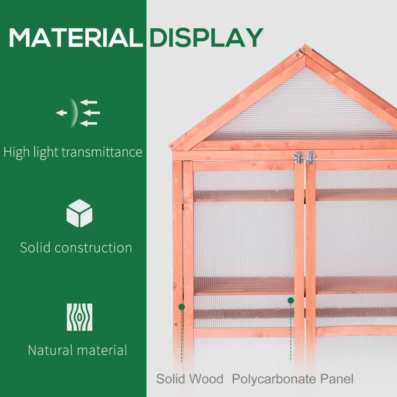 Orange Polycarbonate Garden Cold Frame Greenhouse with Adjustable Shelves