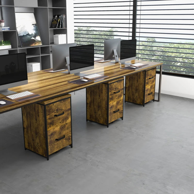 Vinsetto 2-Drawer Industrial File Cabinet - Rustic Brown Vertical Organizer for A4 Hanging File Folders - Home Office Storage