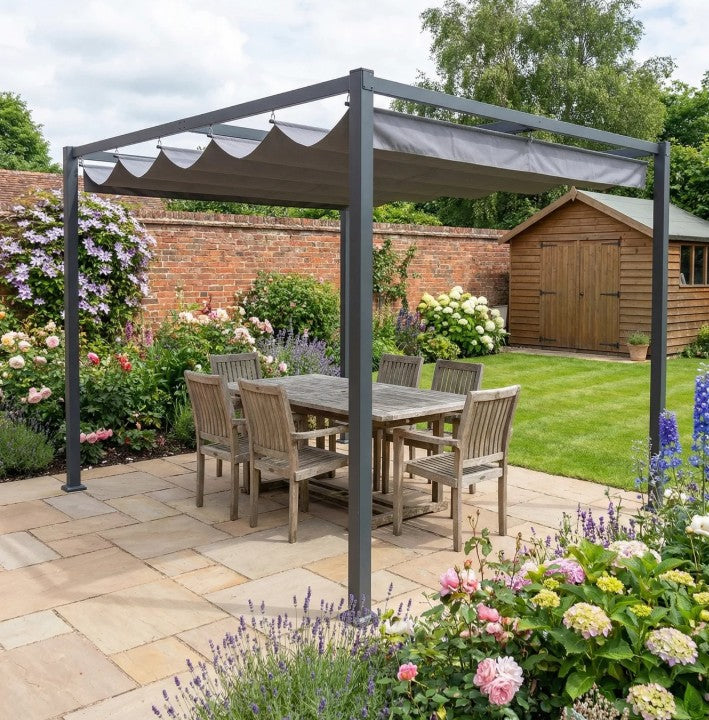 3m x 2m Grey Metal Pergola