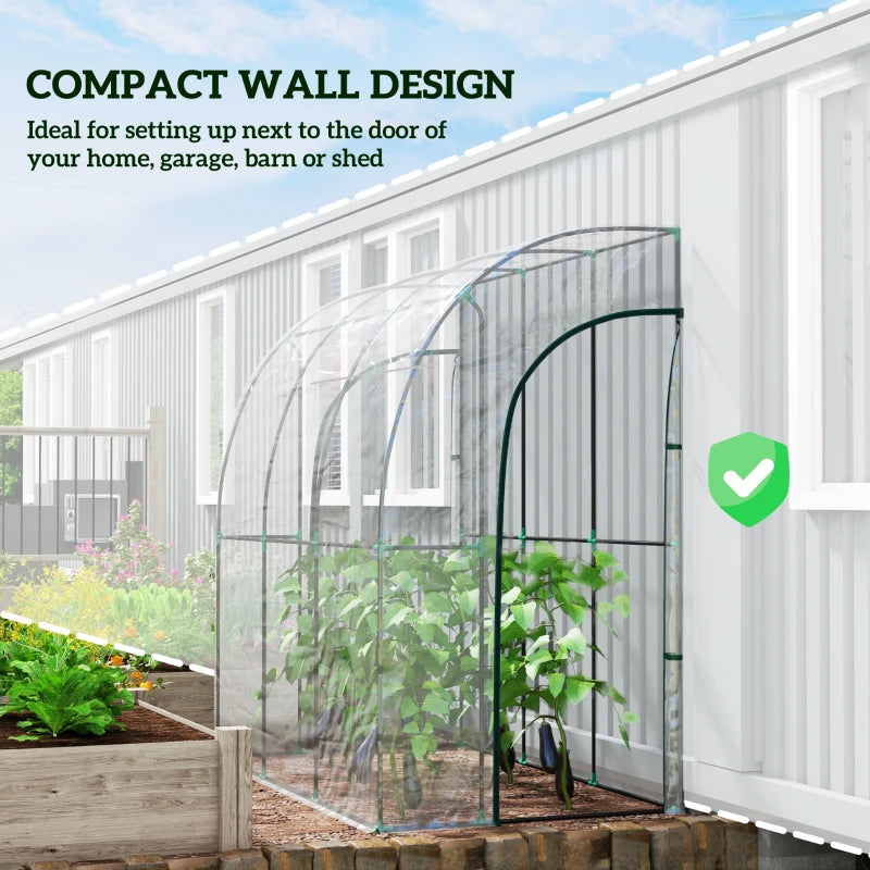 214cm x 118cm Lean To Greenhouse - Zippered