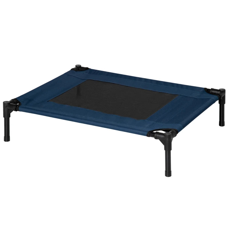 Blue Medium Raised Dog Bed - Elevated Pet Cot for Dogs & Cats - Portable Camping Basket for Pets