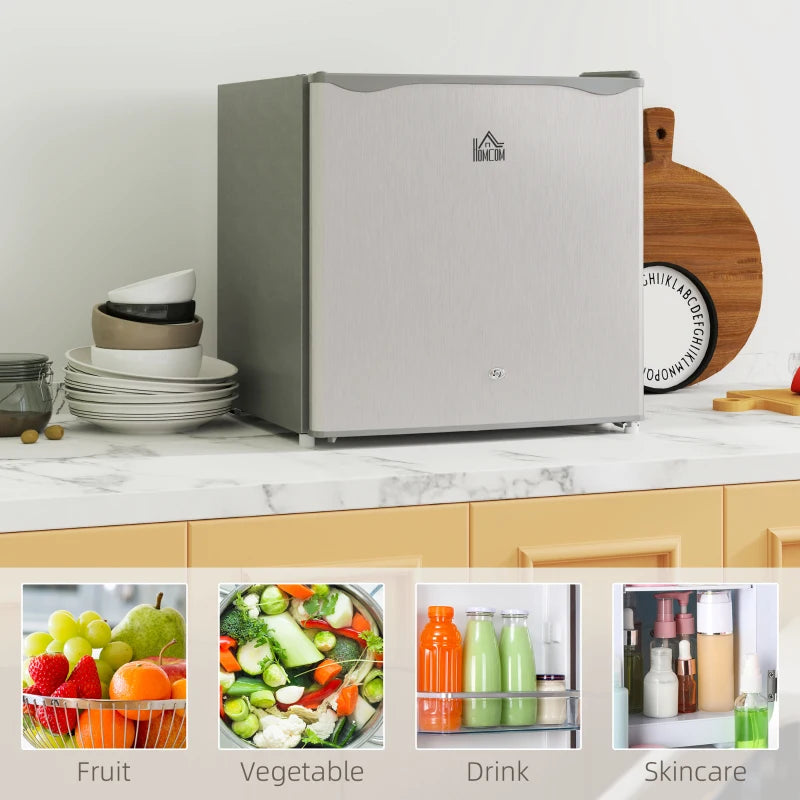 46L Lockable Countertop Fridge - Grey Mini Refrigerator for Home, Office, or Dorm - Compact & Secure Food Storage
