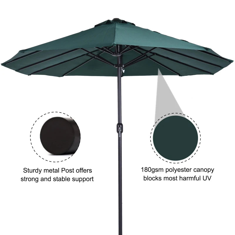 Green Double-Sided 4.6m Garden Sun Umbrella