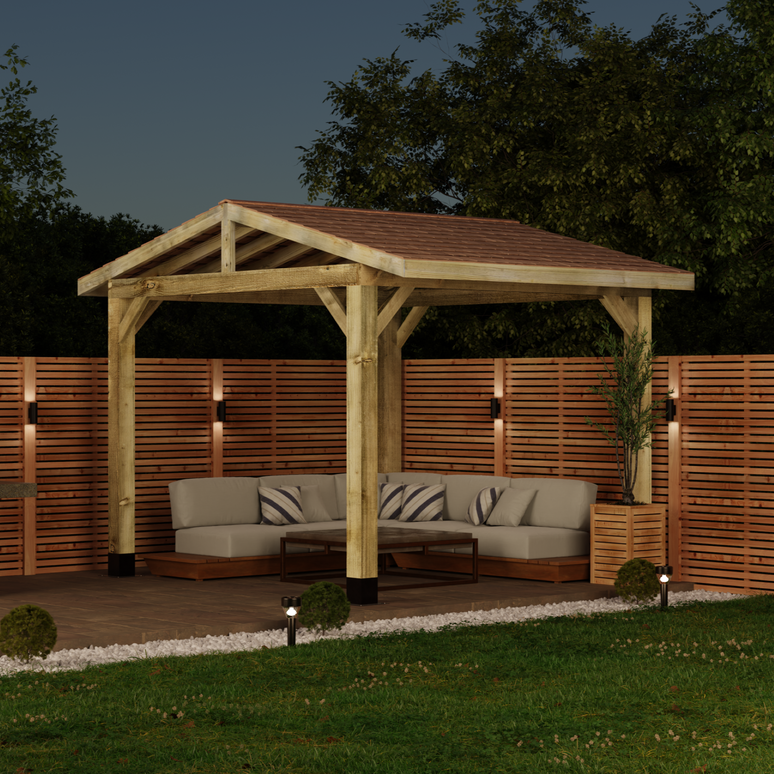 Ruby Wooden Apex Gazebo with Cedar Shingle Roof – No Overhang Design