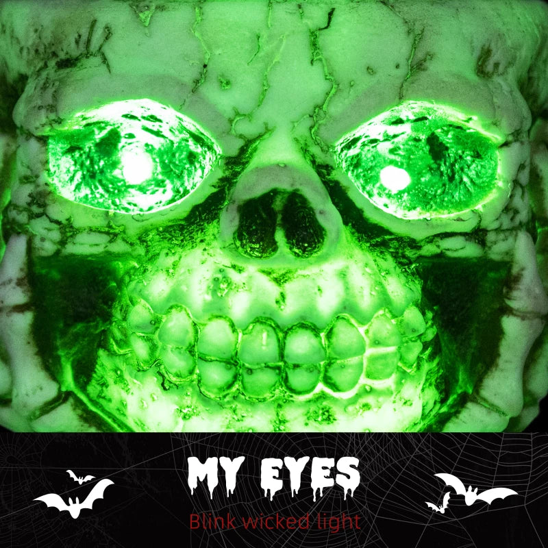 14cm Skeleton Candy Bowl - Light Up Eyes & Sound Effects - Halloween Outdoor Decoration & Prop for Haunted House