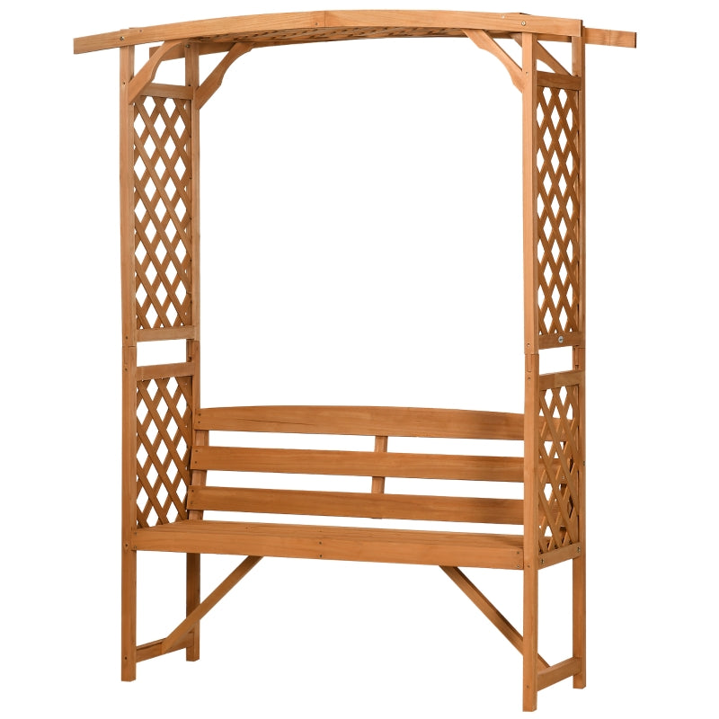 Natural Wooden Garden Arbour Bench for Vines, Outdoor Patio Seating