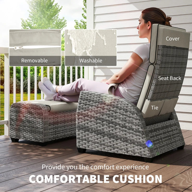 5-Piece Grey Rattan Garden Furniture Set with Cushions for Outdoor Relaxation