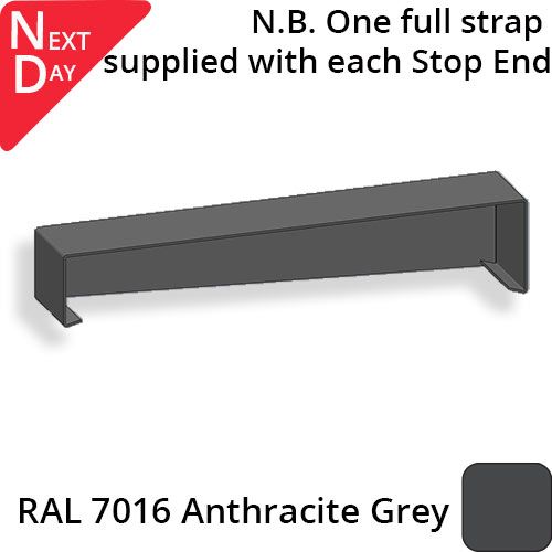 422mm Aluminium Sloping Coping (Suitable for 331-360mm Wall) - Right-hand Stop End - RAL 7016 Anthracite Grey