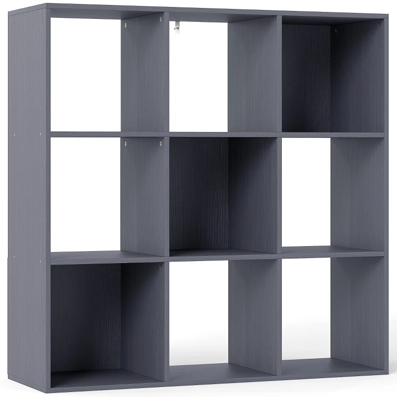 Stylish Nine-Cube Storage Shelf in Grey - Versatile Organizer for Home, Office, and Kids' Rooms - Perfect for Storage Solutions