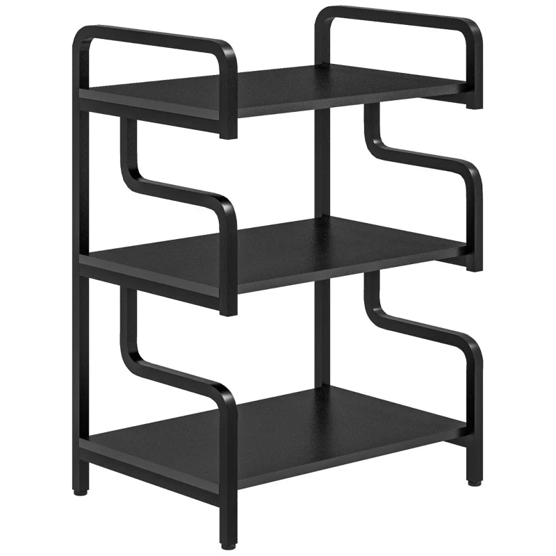3-Tier Printer Stand with Storage Shelves - Black Printer Table for Home Office & Study, 55x40x77cm