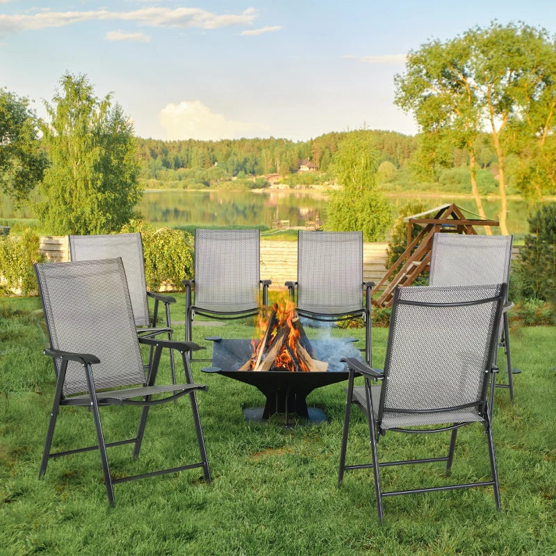 Grey Folding Outdoor Dining Chairs Set of 6