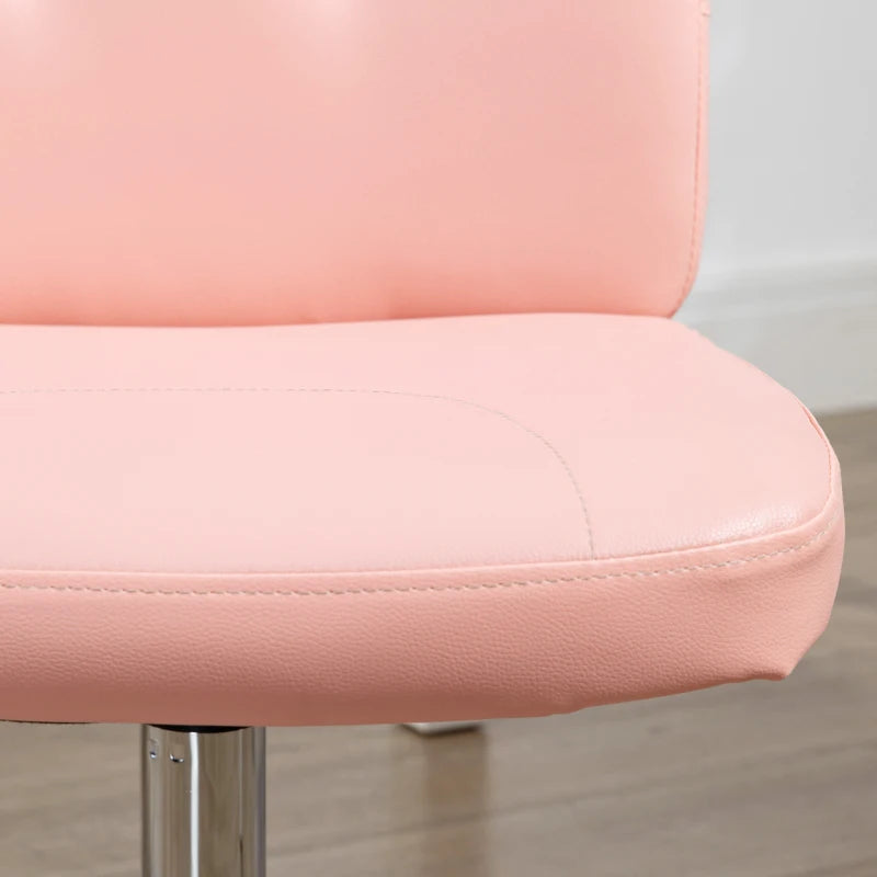 Vinsetto Armless Pink Faux Leather Office Chair - Stylish Ergonomic Design for Home & Office Use