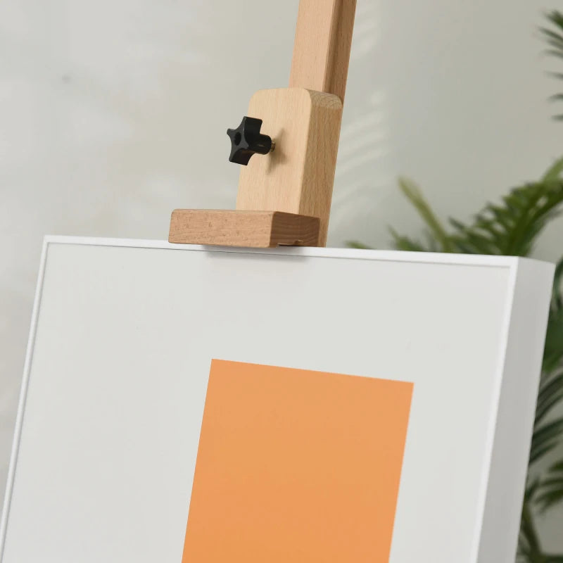 Vinsetto H-Frame Wooden Easel Stand - Adjustable 171-230cm Height, 0-80° Angles, Beech Wood Art Display for Weddings & Paintings
