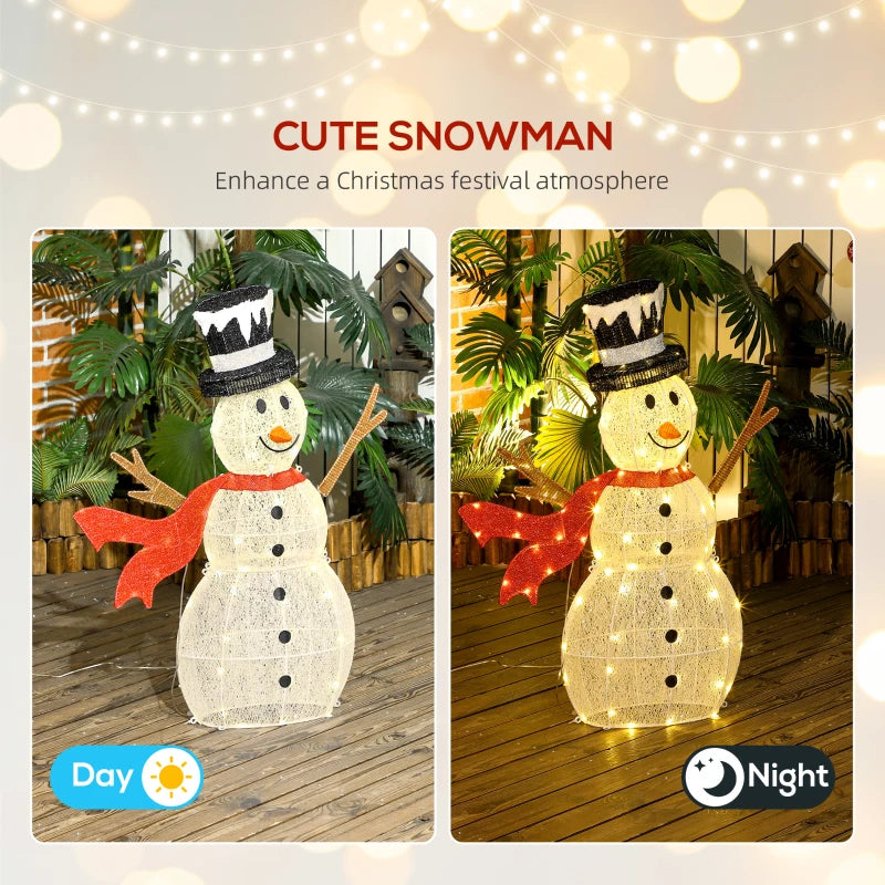 3ft 78 LED Light Outdoor Snowman Decoration with Accessories - Perfect Holiday Yard Decor for Christmas