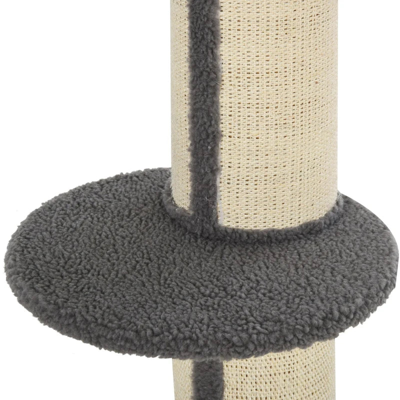 91cm Grey Cat Tree Tower with Scratching Post, Bed, Perch & Removable Cushion for Indoor Kittens