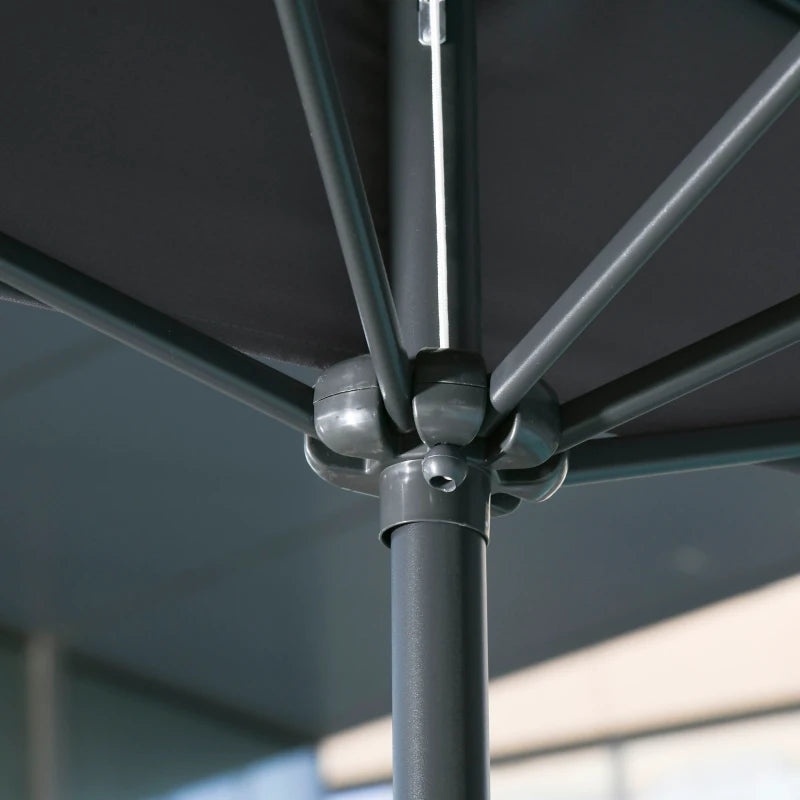 Grey Half Round Balcony Parasol with Crank Handle (2.3m) - Base Not Included