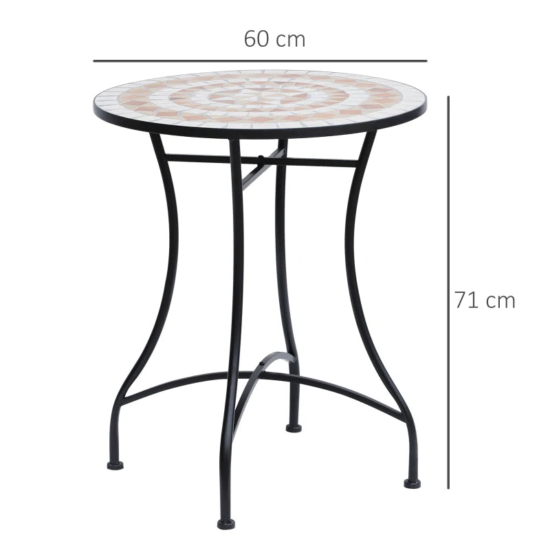 Blue Mosaic Round Bistro Table - Outdoor Patio Furniture