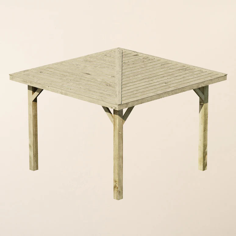 Ruby Wooden 4 Pitch Gazebo with Featheredge Roof - Pressure-Treated Garden Gazebo Structure