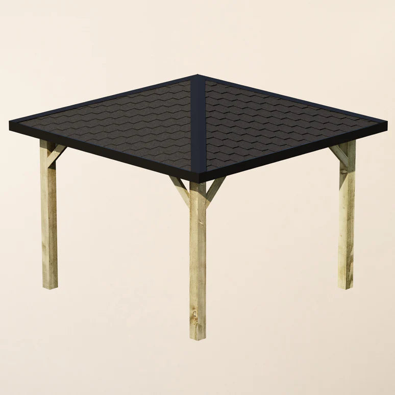 Ruby Heavy Duty Wooden Gazebo with Katepal Black Shingle Roof – 4 Pitch Garden Design