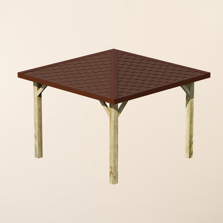 Ruby Wooden 4 Pitch Gazebo with Katepal Brown Shingle Roof - High Quality Weatherproof Garden Gazebo