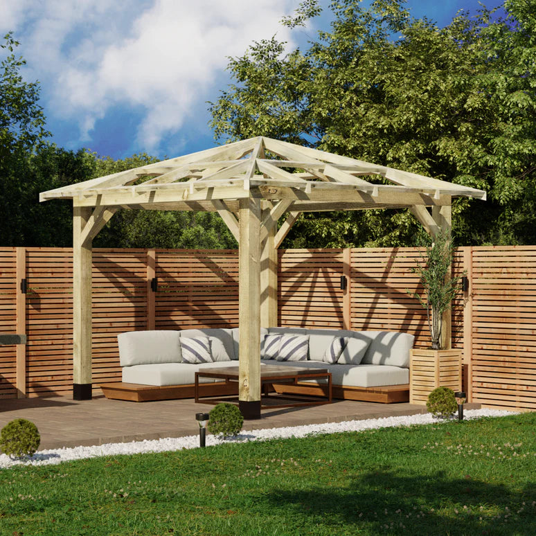 Ruby Open Roof 4 Pitch Wooden Pergola - Premium Pressure-Treated Garden Pergola Kit