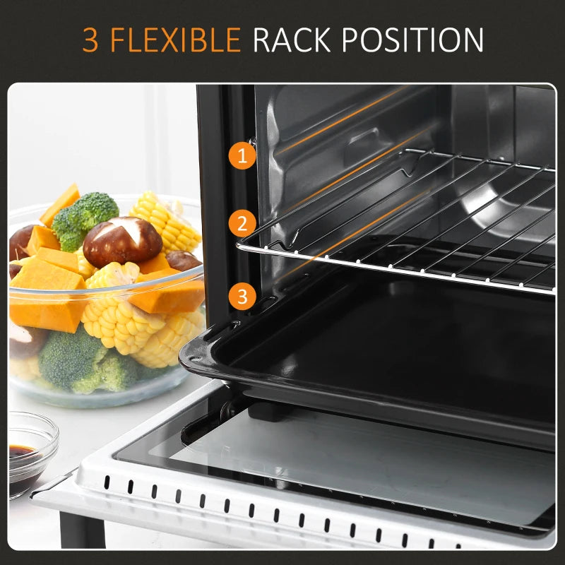 16L Mini Countertop Oven - 1400W, Stylish Black/Silver Design, Perfect for Baking, Broiling, and Toasting - Compact Kitchen Appliance