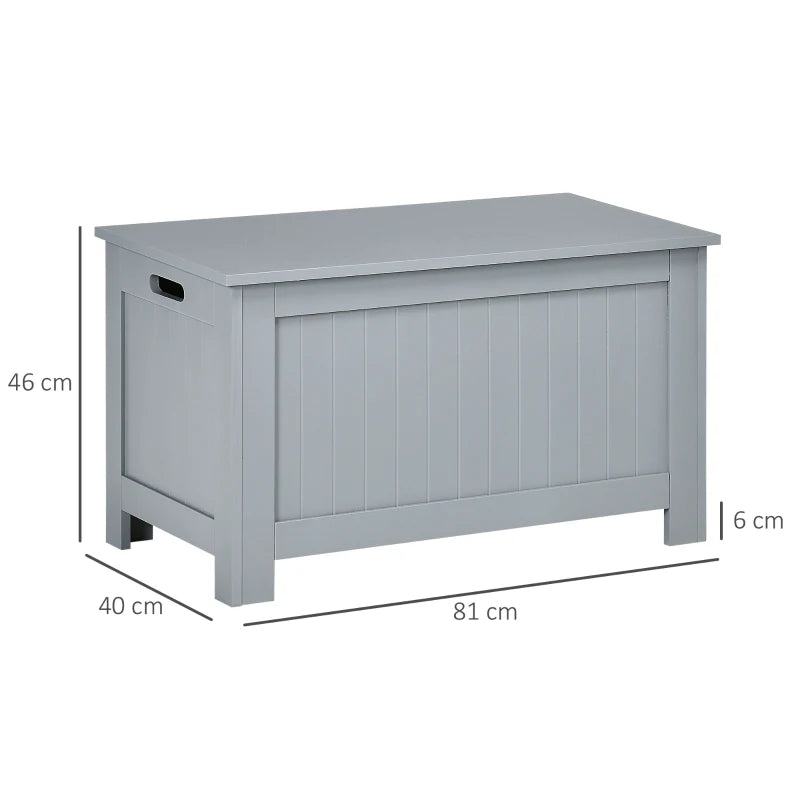 Large Grey Storage Box Toy Chest Organizer with Lid and Safety Hinges for Kids Room