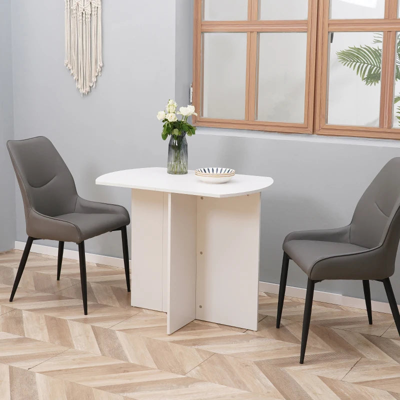 Stylish Four-Person Drop Leaf Dining Table in White - Space-Saving Design for Modern Homes and Small Dining Areas