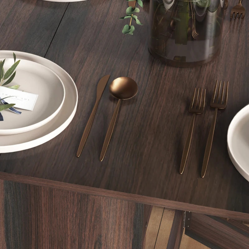 Folding Drop Leaf Dining Table for Small Spaces - Oval Chocolate Wood Effect Tabletop for Dining Room