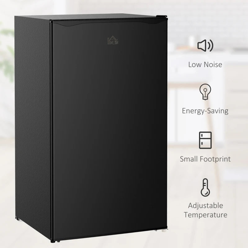 Compact 91L Under Counter Fridge with Chiller Box, Removable Shelf, Reversible Door & Adjustable Legs - Black Mini Refrigerator