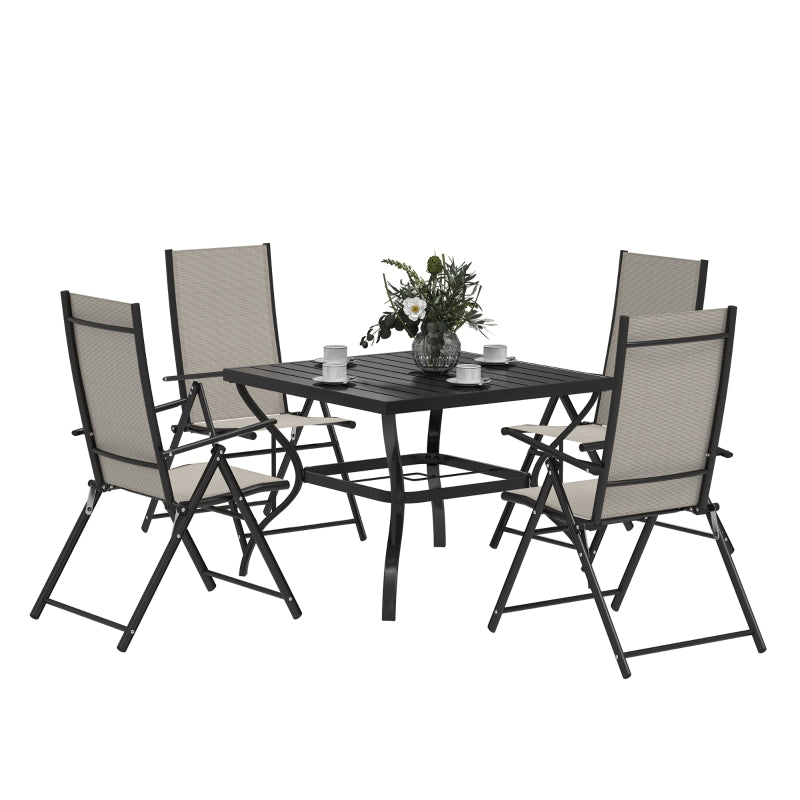 5-Piece Steel Frame Patio Set - Khaki and Black - Outdoor Furniture Set