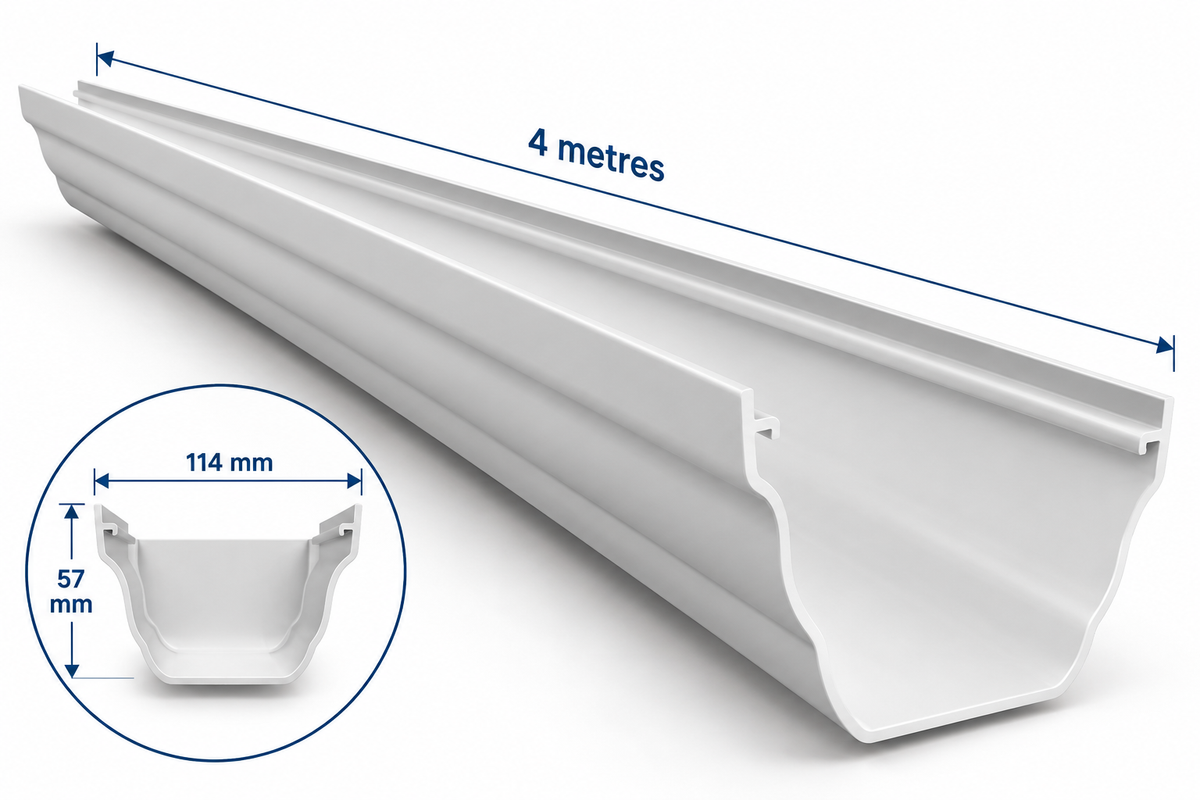 Freefoam Freeflow 135mm Ogee Gutter - 4m - White