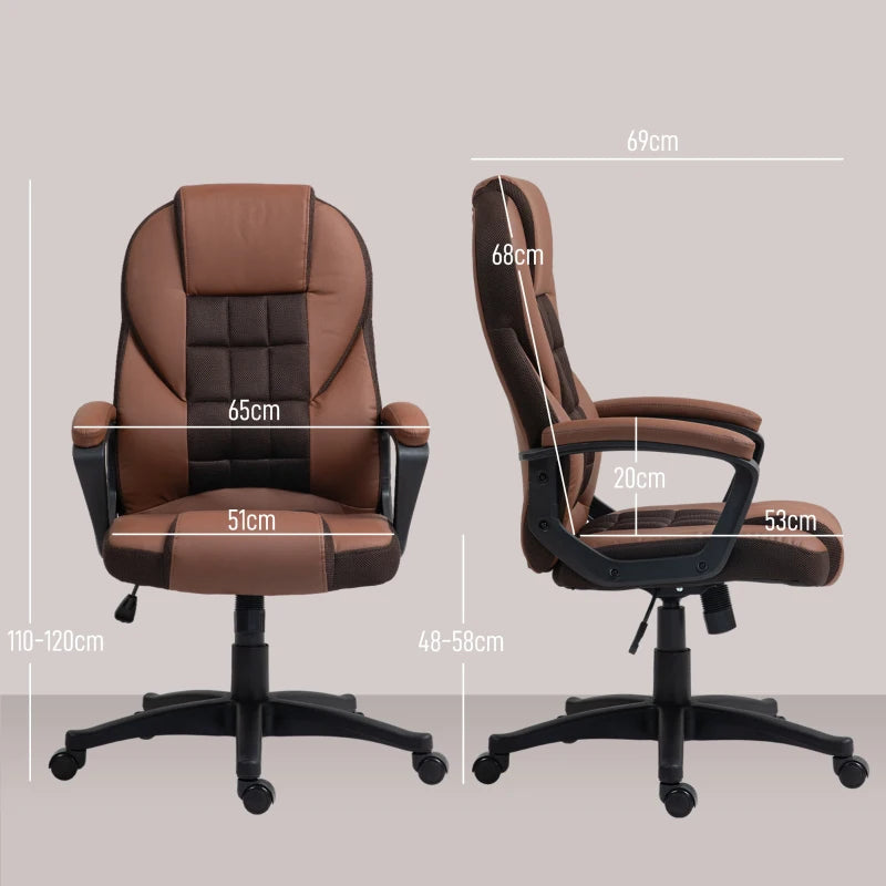 Stylish Brown Faux Leather Office Chair - Ergonomic Design, Adjustable Height, Modern Comfort for Home & Office Use