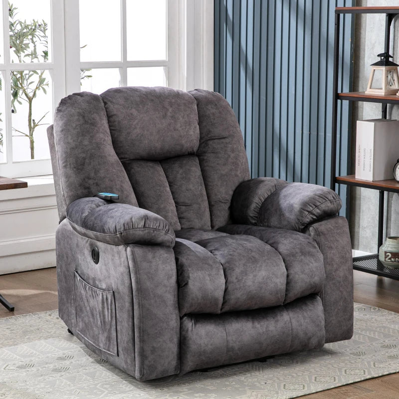 Ergonomic Power Massage Recliner Chair with Heat, Vibration, USB Ports and Safety Mechanism - Dark Grey