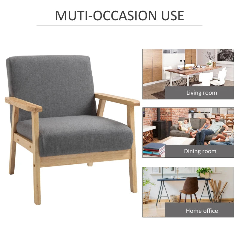 Minimalist Wooden Frame Accent Chair with Comfortable Padded Seat for Stylish Living Spaces
