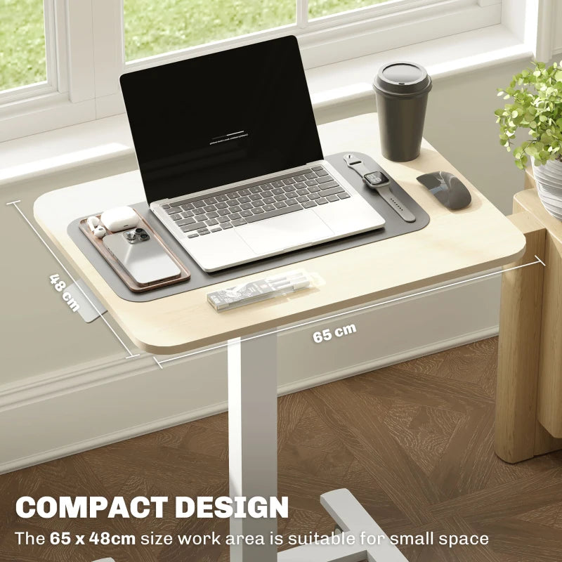 Vinsetto Height Adjustable Work Desk 68-108cm - Modern Wood-Effect & White Finish for Home Office